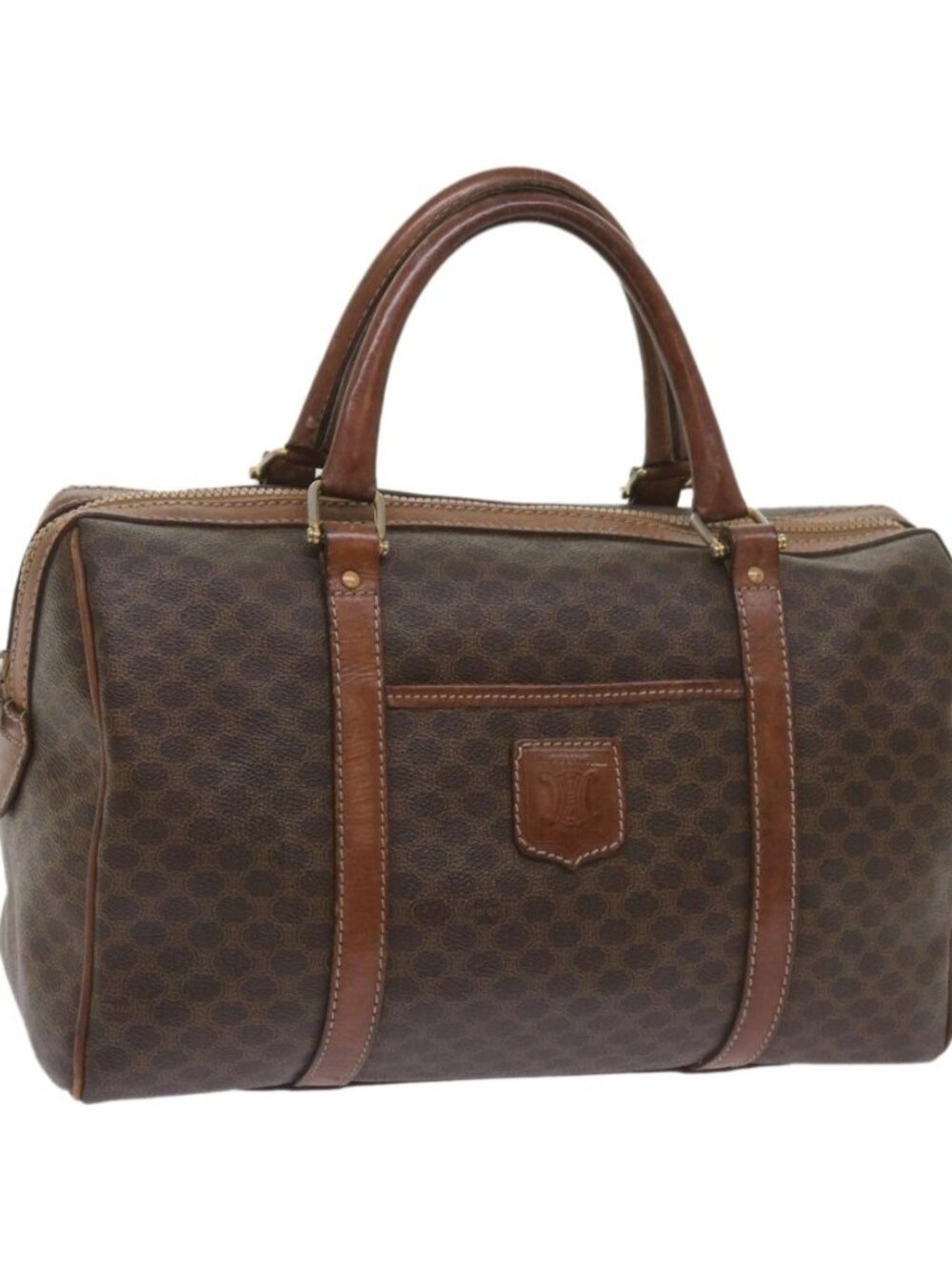 CELINE Macadam Canvas Boston Bag PVC Brown